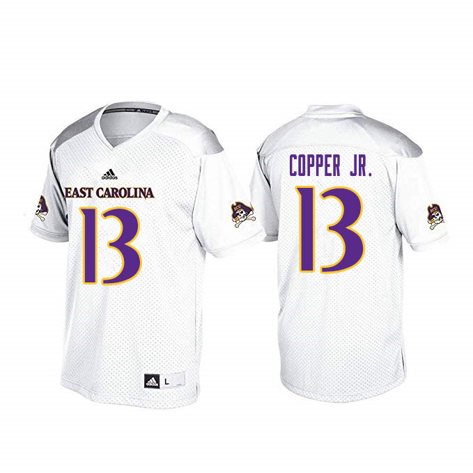 Men #13 Terrance Copper Jr. ECU Pirates College Football Jerseys Sale-White
